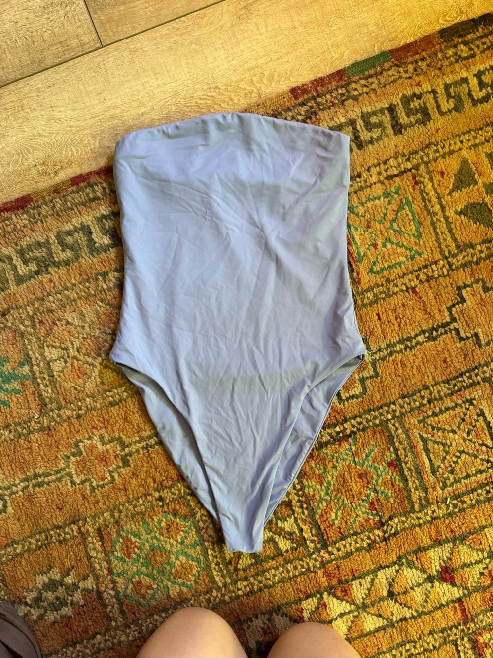 Strapless Light Blue Toast Swim One-Piece Swimsuit